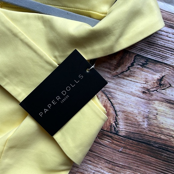 👗 Paper Dolls Lemon Bardot Belted Dress 4 - Picture 3 of 4